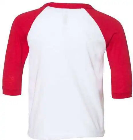 Bella + Canvas 3200t Toddler Three Quarter Sleeve Baseball Tee White Red