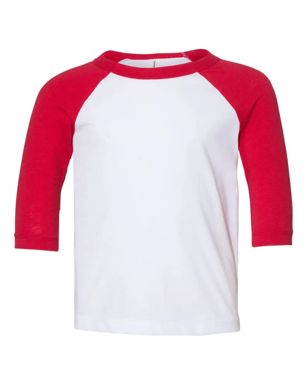 Bella + Canvas 3200t Toddler Three-quarter Sleeve Baseball Tee - White Red - 2t