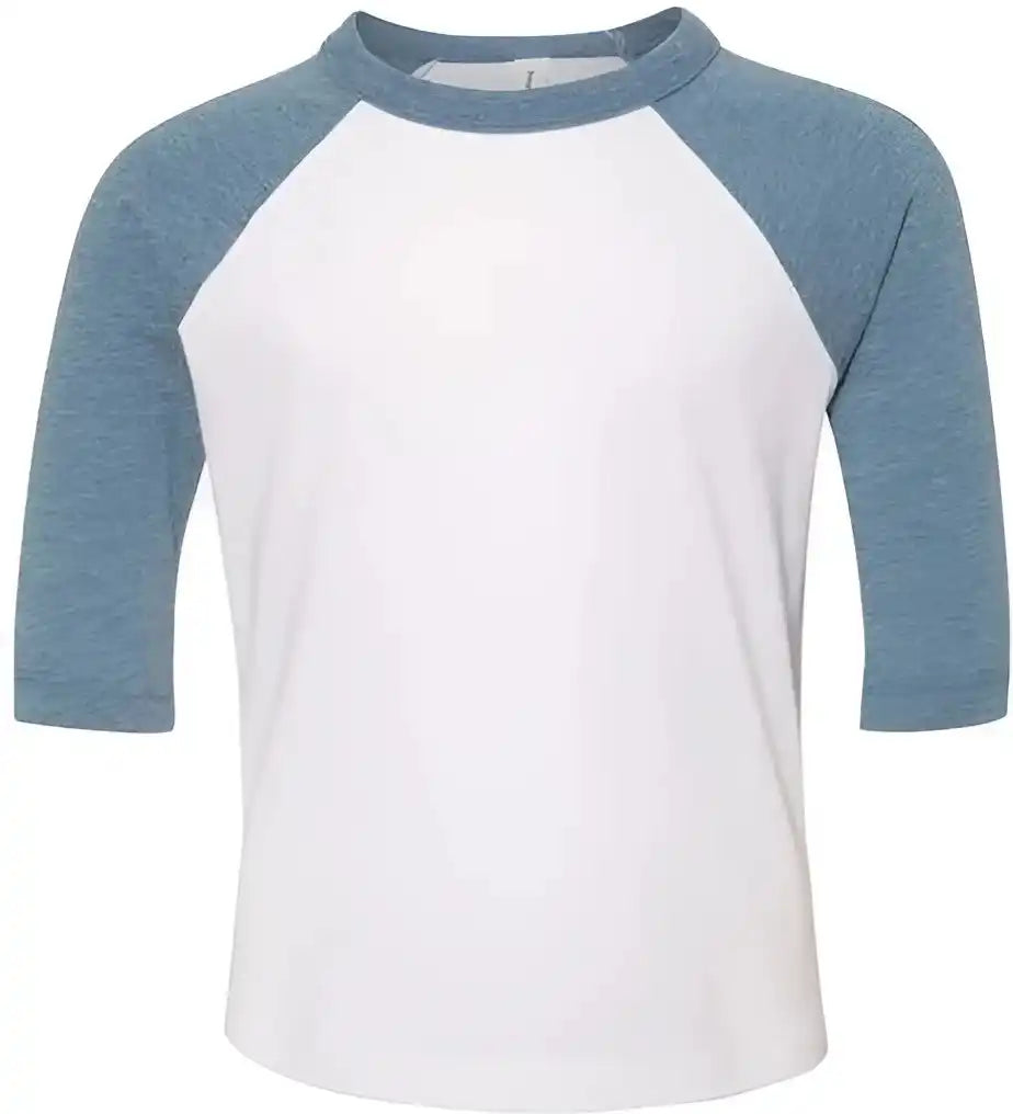 Bella + Canvas 3200t Toddler Three-quarter Sleeve Baseball Tee - White Denim