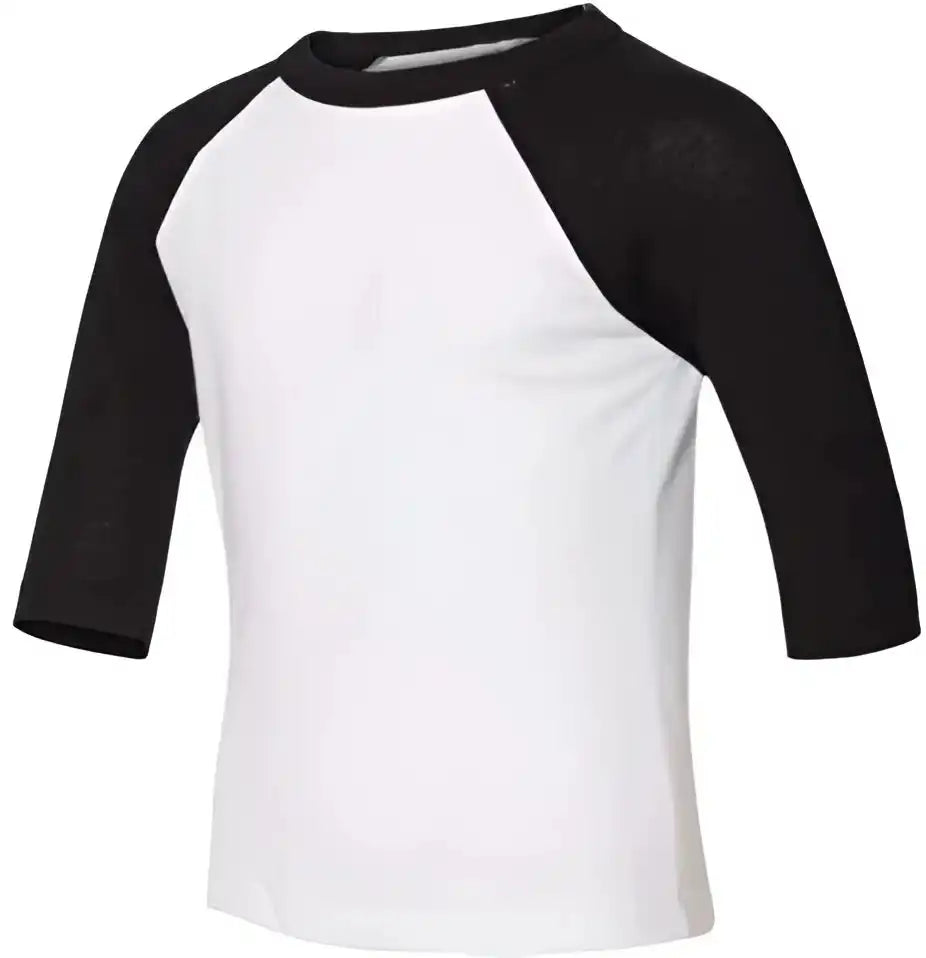 Bella + Canvas 3200t Toddler Three Quarter Sleeve Baseball Tee White Black