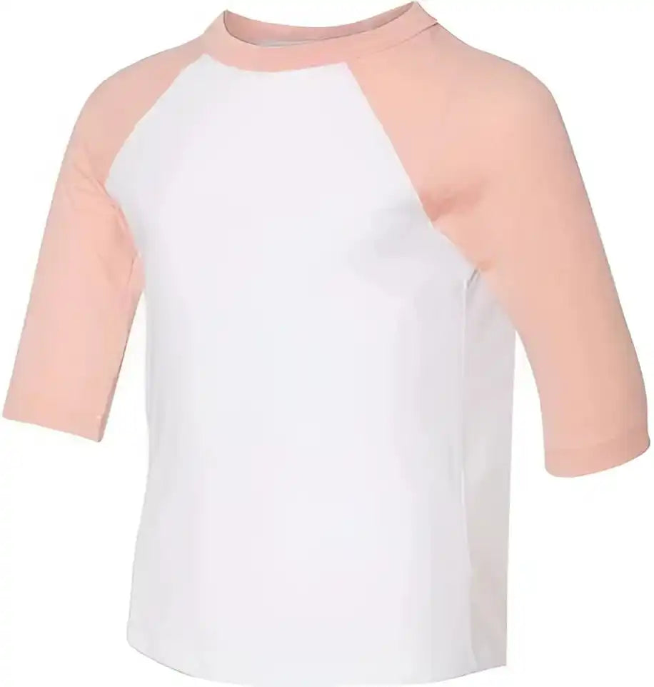 Bella + Canvas 3200t Toddler Three Quarter Sleeve Baseball Tee White Heather Peach