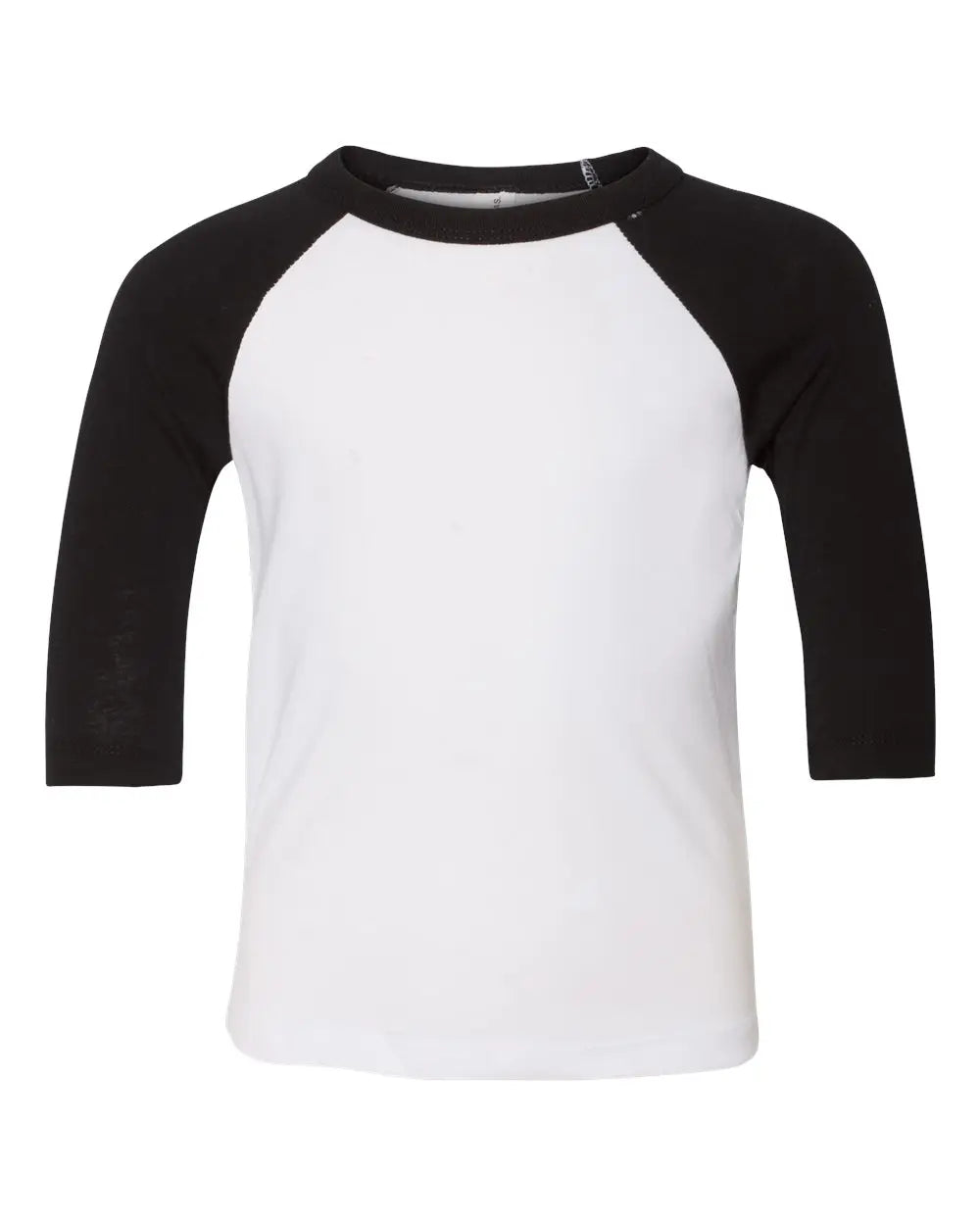Bella + Canvas 3200t Toddler Three-quarter Sleeve Baseball Tee - White Black - 2t