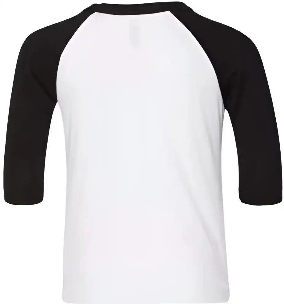 Bella + Canvas 3200t Toddler Three-quarter Sleeve Baseball Tee - White Black