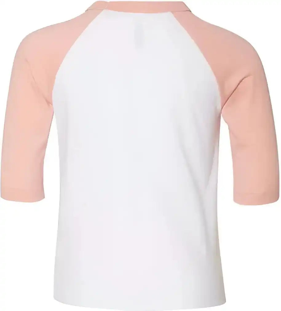Bella + Canvas 3200t Toddler Three-quarter Sleeve Baseball Tee - White Heather Peach