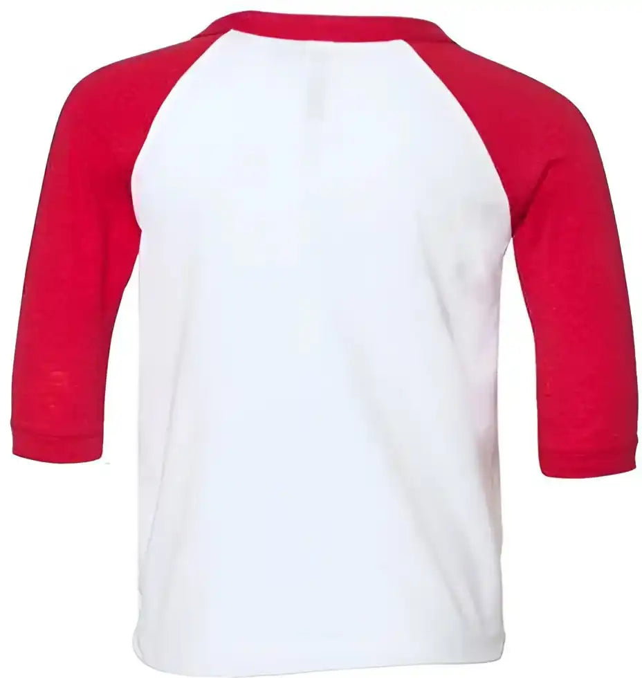 Bella + Canvas 3200t Toddler Three-quarter Sleeve Baseball Tee - White Red