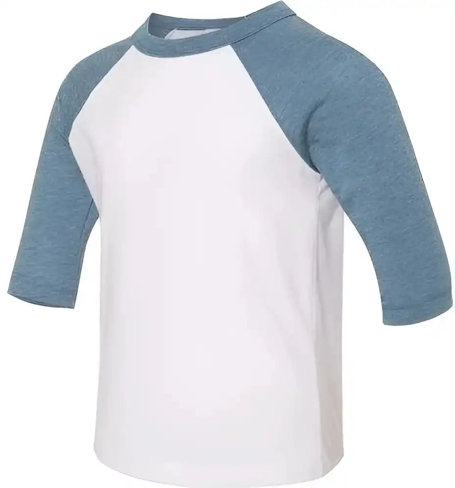 Bella + Canvas 3200t Toddler Three-quarter Sleeve Baseball Tee - White Denim