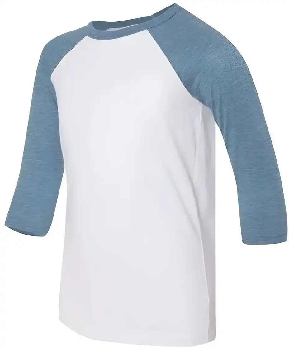Bella + Canvas 3200y Youth Three Quarter Sleeve Baseball Tee White Denim