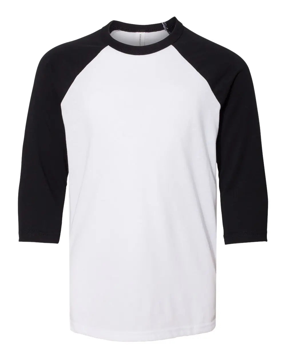 Bella + Canvas 3200y Youth Three-quarter Sleeve Baseball Tee - White Black - s