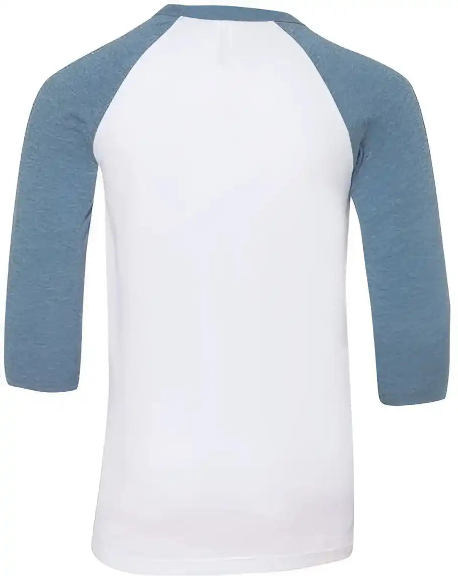 Bella + Canvas 3200y Youth Three Quarter Sleeve Baseball Tee White Denim