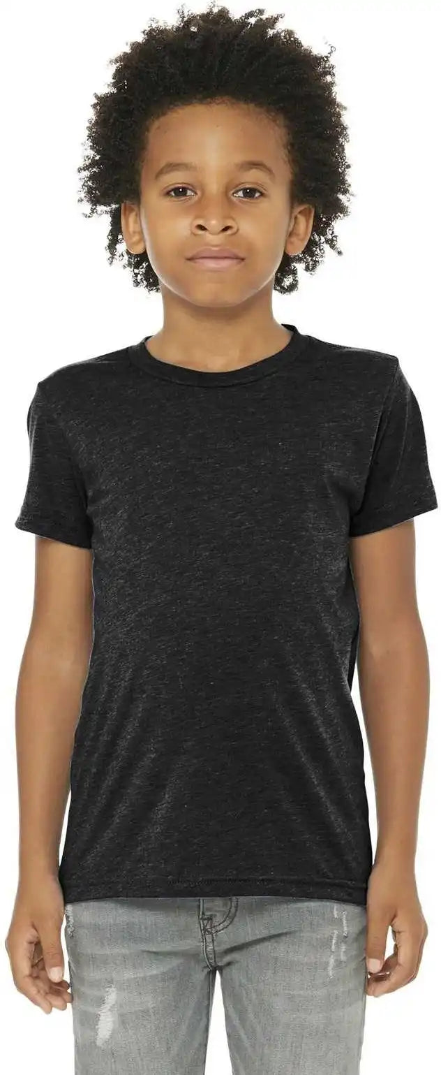 Bella + Canvas 3413y Youth Triblend Short Sleeve Tee Charcoal Black