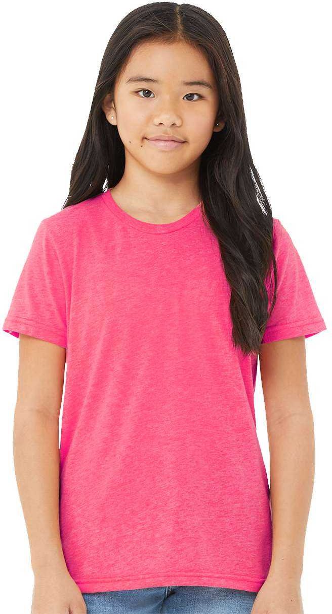 Bella + Canvas 3413y Youth Triblend Tee - Charity Pink