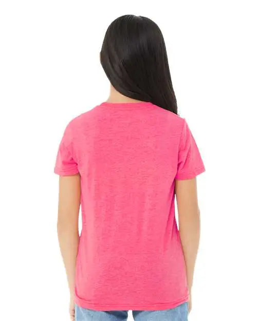 Bella + Canvas 3413y Youth Triblend Tee - Charity Pink