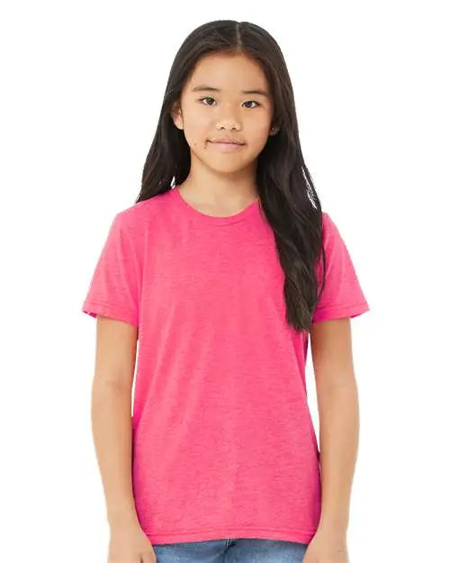 Bella + Canvas 3413y Youth Triblend Tee - Charity Pink