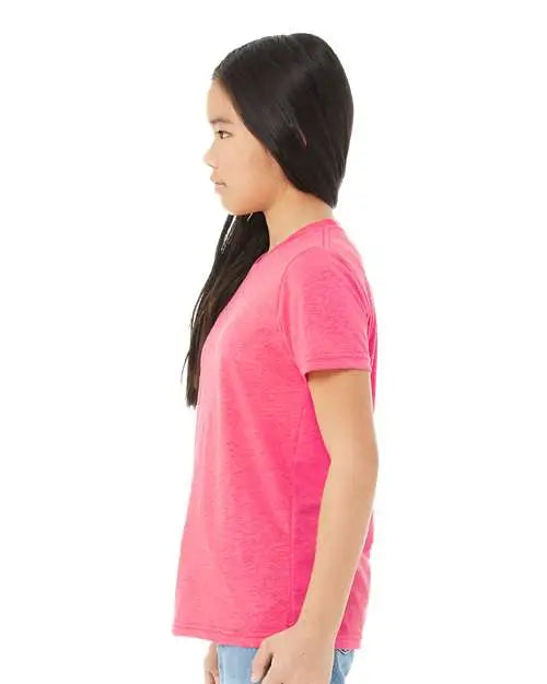 Bella + Canvas 3413y Youth Triblend Tee - Charity Pink