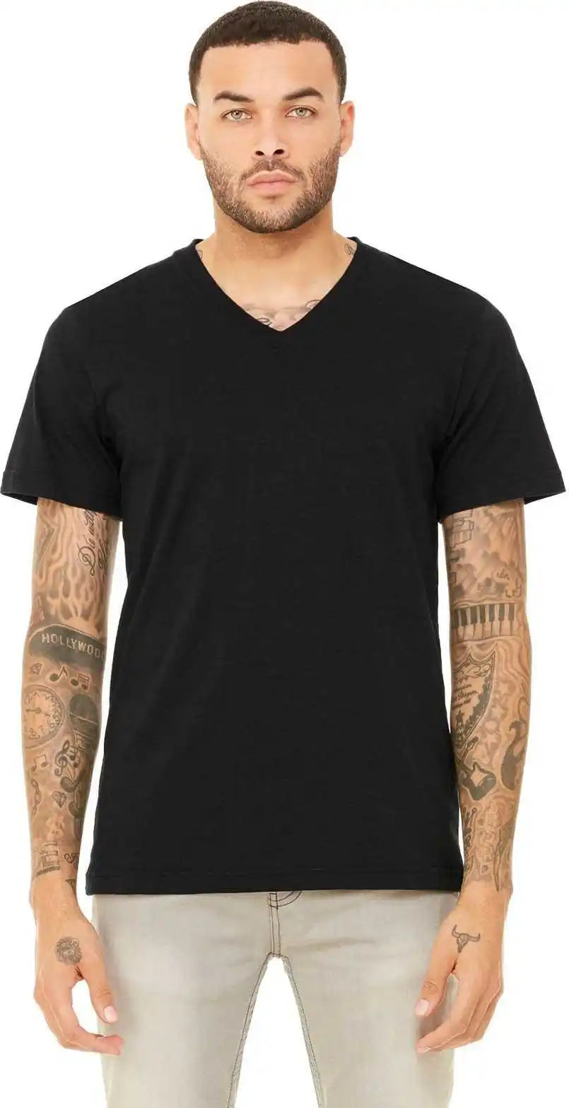 Bella + Canvas 3415 Unisex Triblend Short Sleeve v Neck Tee Black Heather