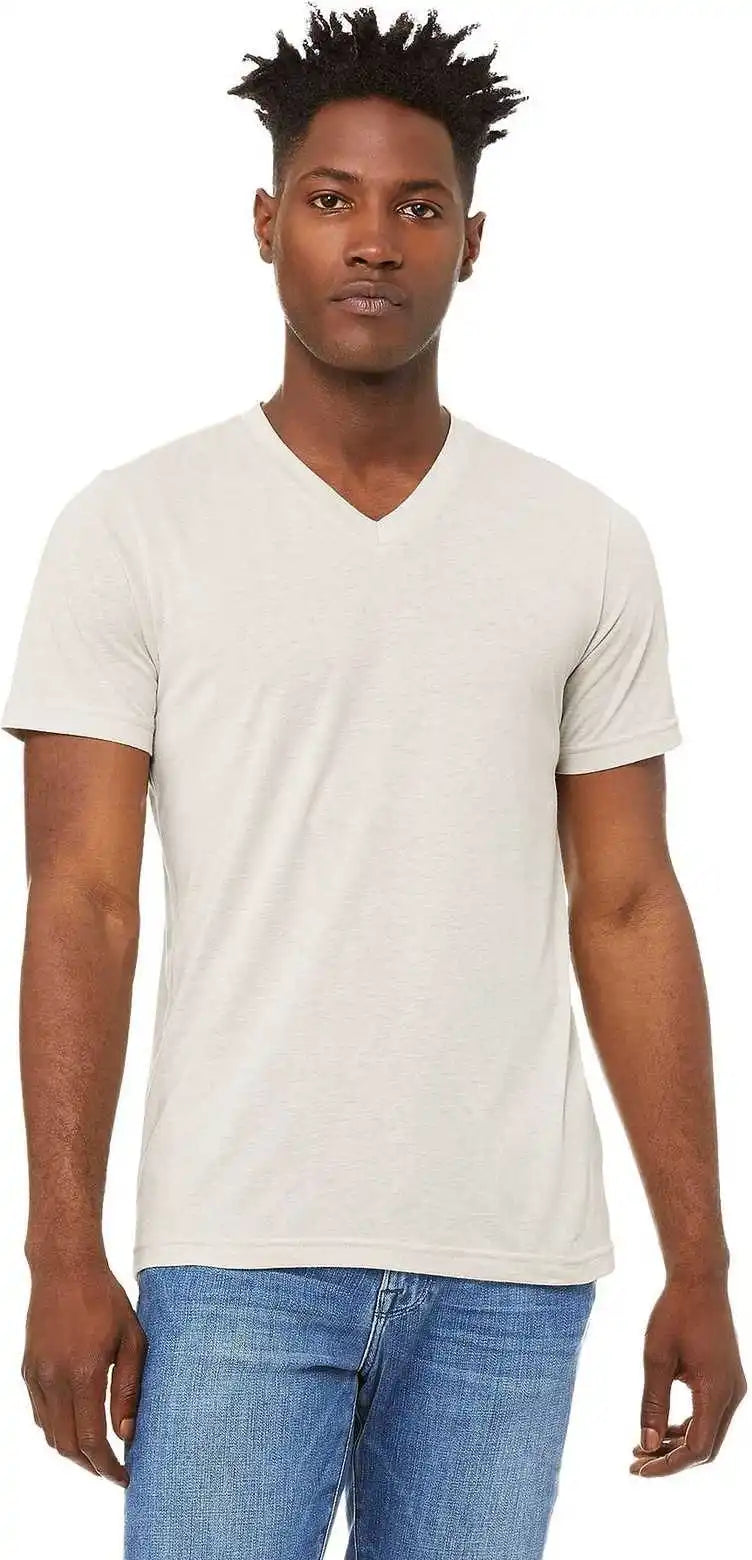 Bella + Canvas 3415 Unisex Triblend Short Sleeve V-neck Tee - Cement