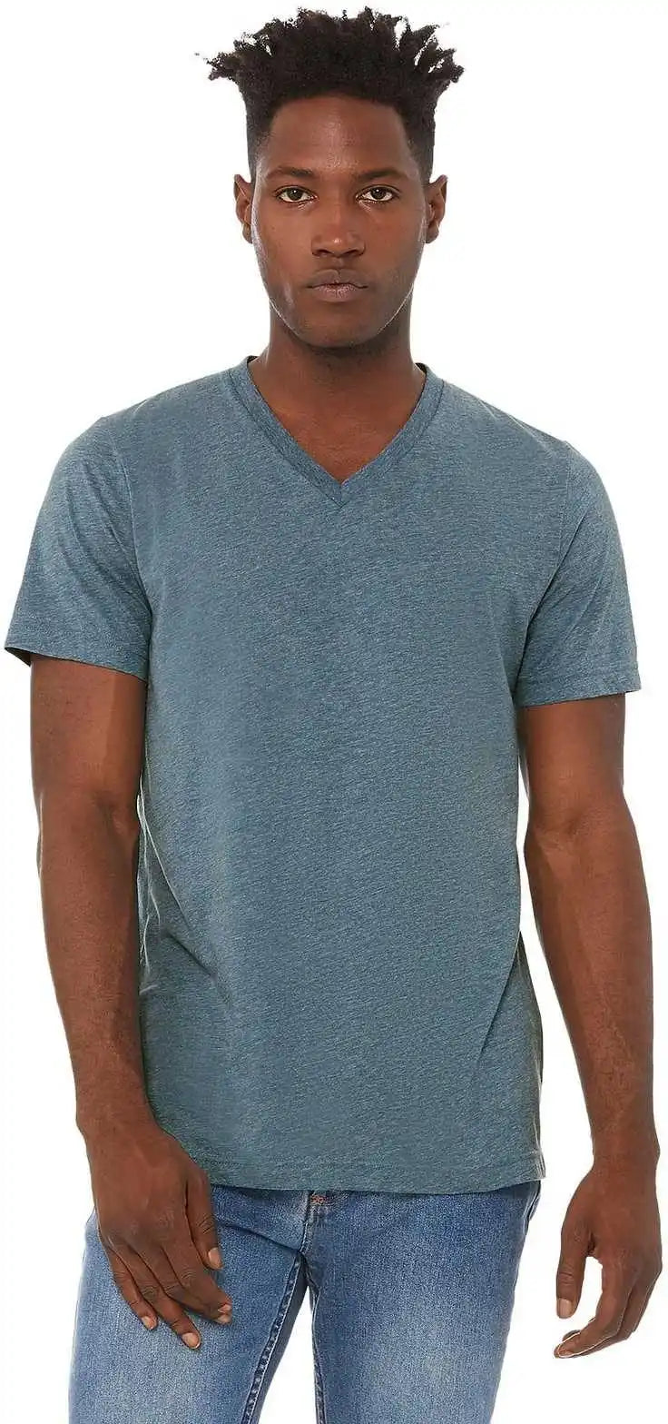 Bella + Canvas 3415 Unisex Triblend Short Sleeve v Neck Tee Denim
