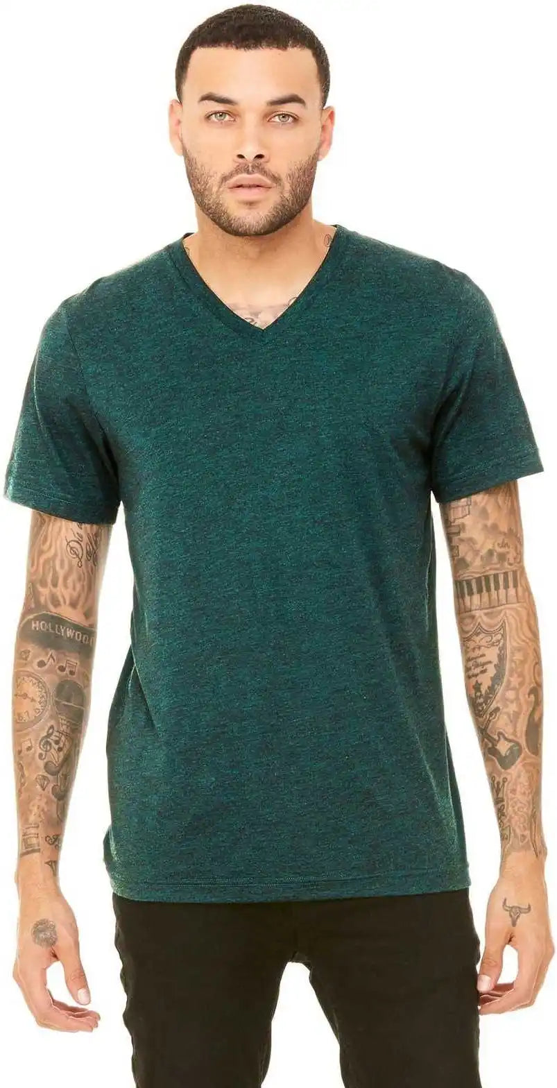 Bella + Canvas 3415 Unisex Triblend Short Sleeve v Neck Tee Emerald