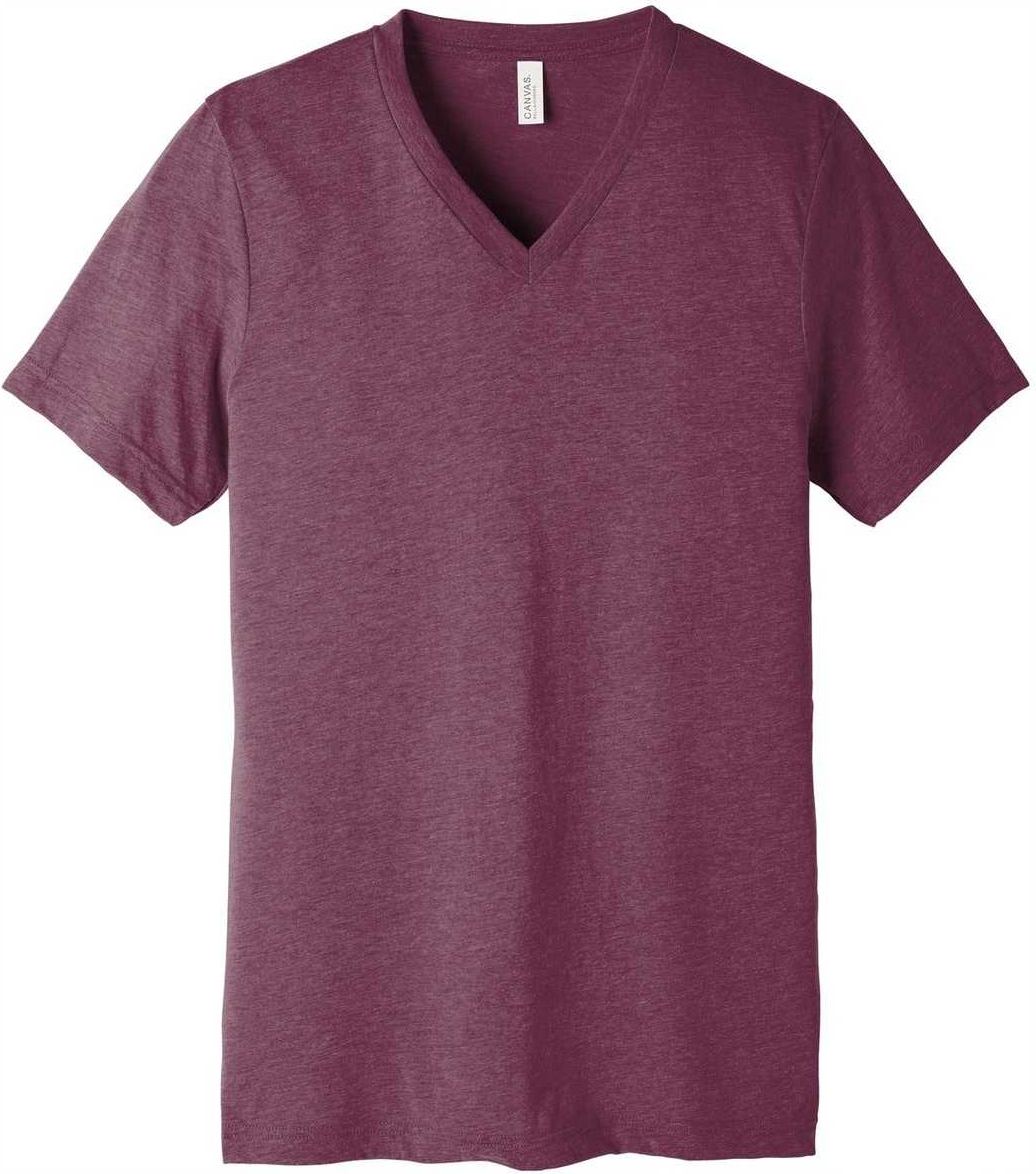 Bella + Canvas 3415 Unisex Triblend Short Sleeve V-neck Tee - Maroon