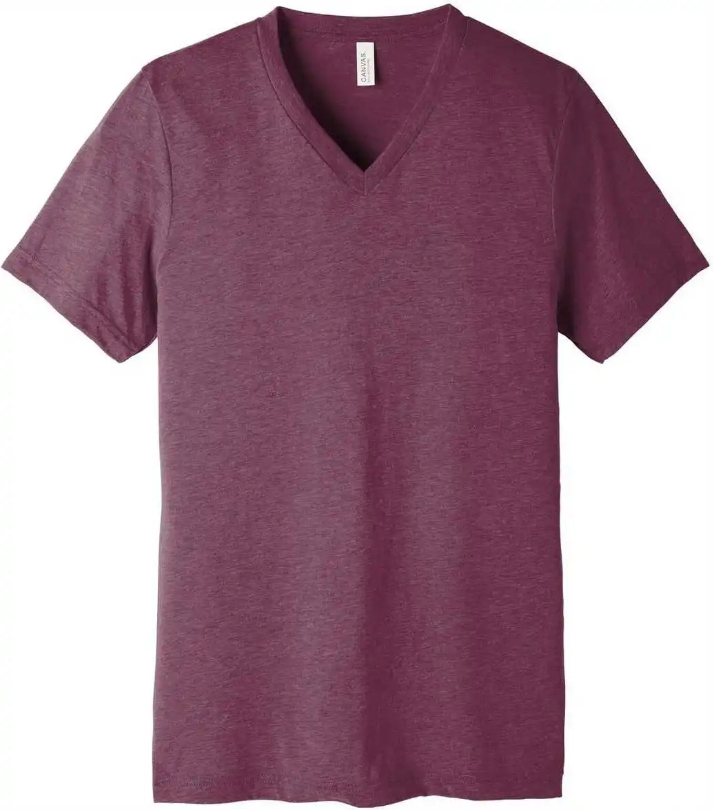 Bella + Canvas 3415 Unisex Triblend Short Sleeve v Neck Tee Maroon