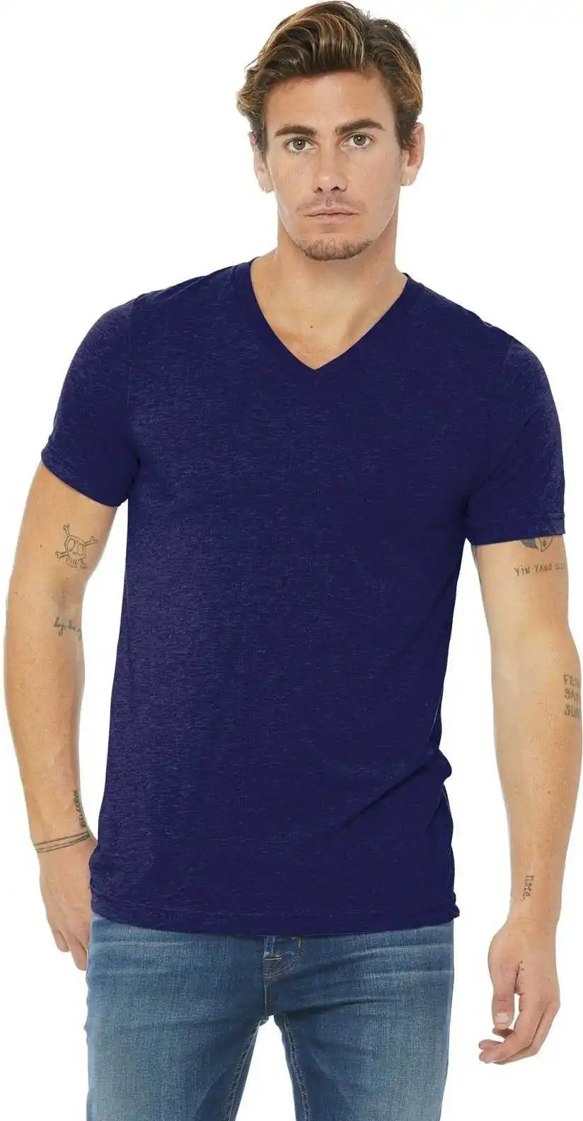 Bella + Canvas 3415 Unisex Triblend Short Sleeve v Neck Tee Navy