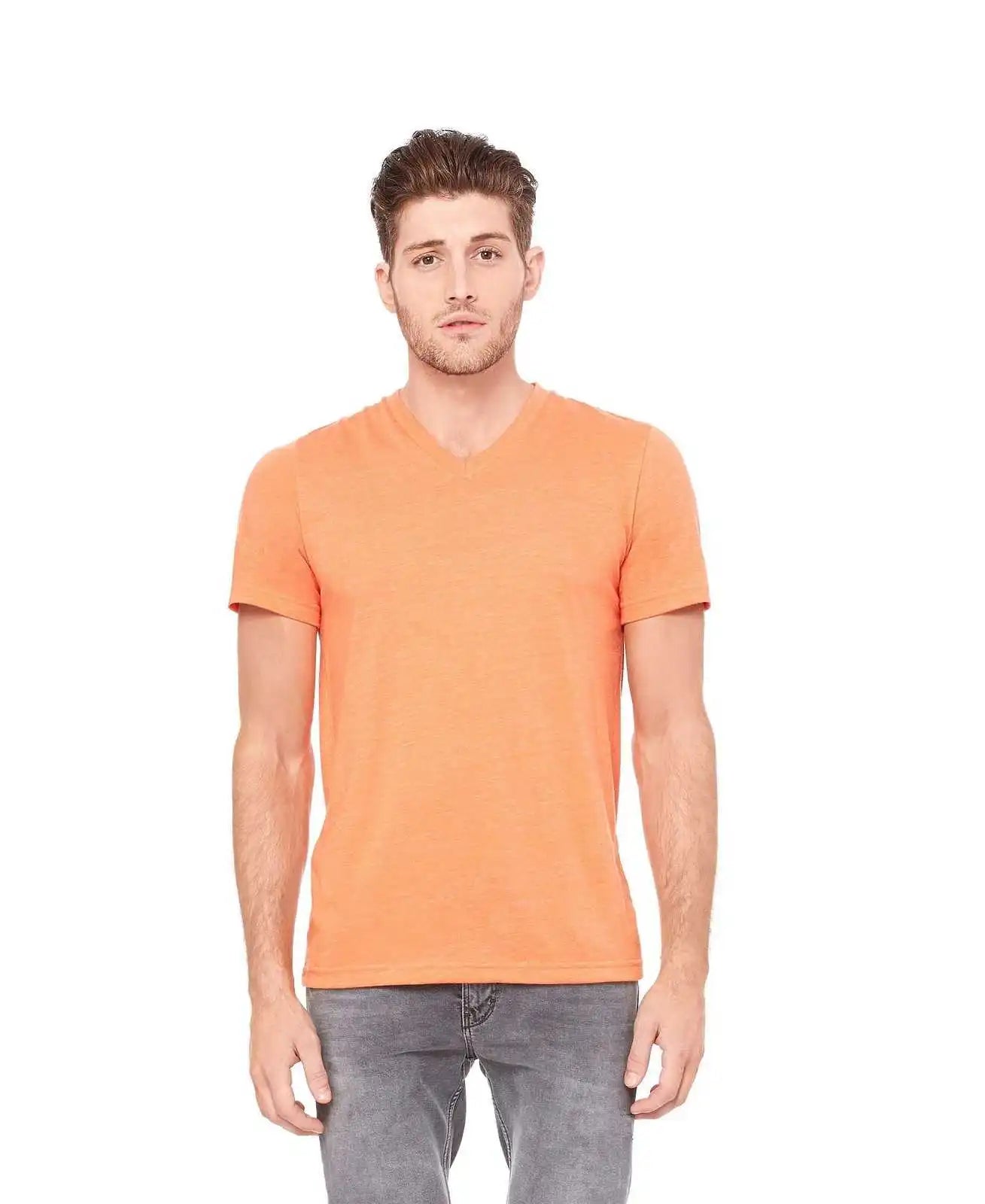 Bella + Canvas 3415 Unisex Triblend Short Sleeve V-neck Tee - Orange