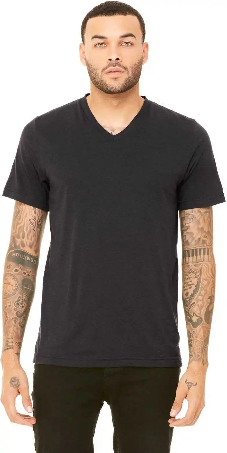 Bella + Canvas 3415 Unisex Triblend Short Sleeve V-neck Tee - Solid Dk Grey