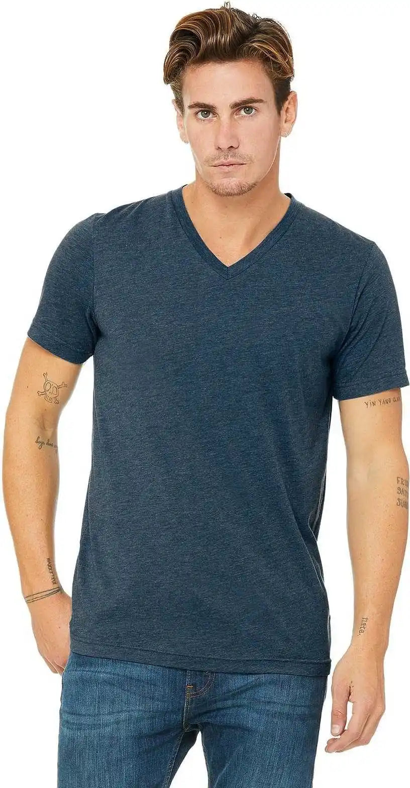 Bella + Canvas 3415 Unisex Triblend Short Sleeve V-neck Tee - Steel Blue