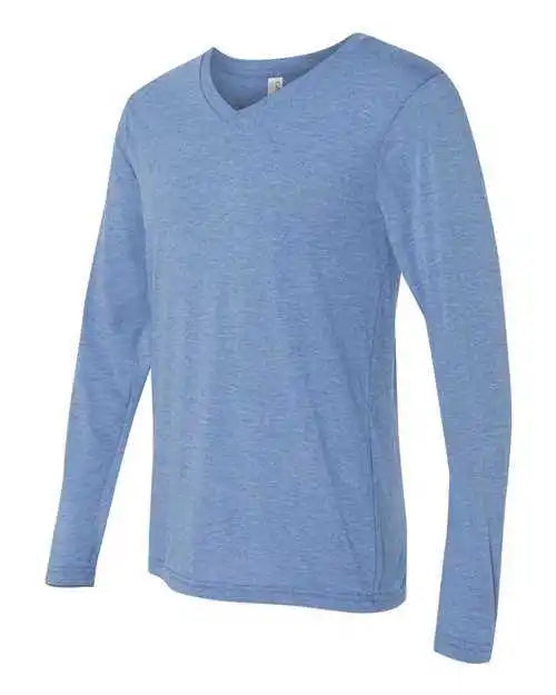Bella + Canvas 3425 Unisex Long Sleeve V-neck Tee - Blue Triblend
