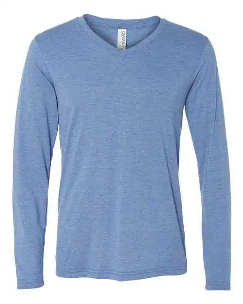 Bella + Canvas 3425 Unisex Long Sleeve V-neck Tee - Blue Triblend