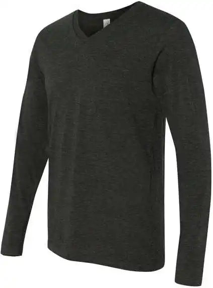 Bella + Canvas 3425 Unisex Long Sleeve V-neck Tee - Charcoal Black Triblend