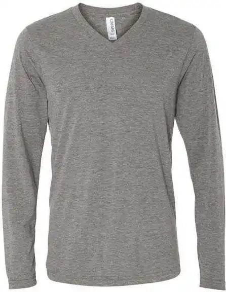 Bella + Canvas 3425 Unisex Long Sleeve V-neck Tee - Grey Triblend