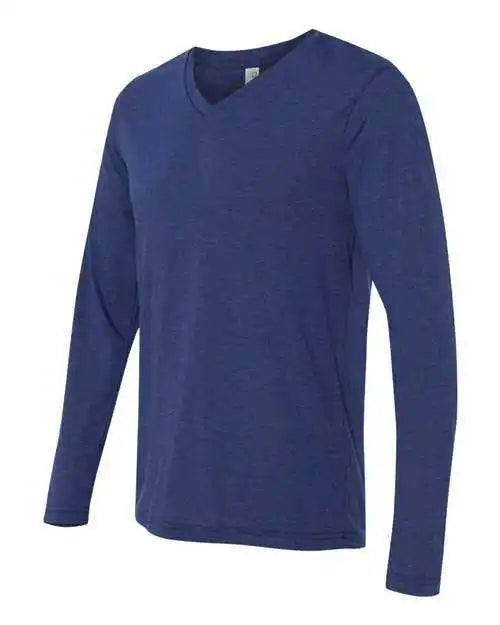 Bella + Canvas 3425 Unisex Long Sleeve v Neck Tee Navy Triblend