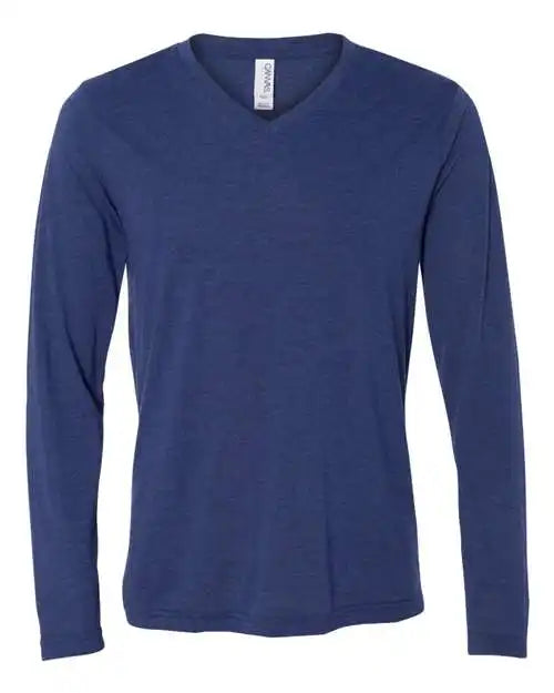 Bella + Canvas 3425 Unisex Long Sleeve v Neck Tee Navy Triblend