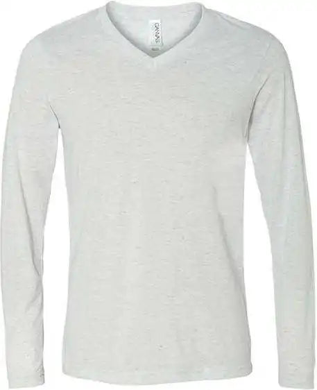 Bella + Canvas 3425 Unisex Long Sleeve V-neck Tee - White Fleck Triblend