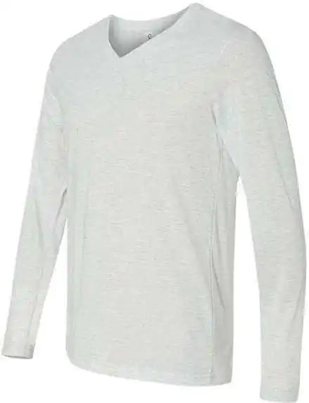 Bella + Canvas 3425 Unisex Long Sleeve V-neck Tee - White Fleck Triblend