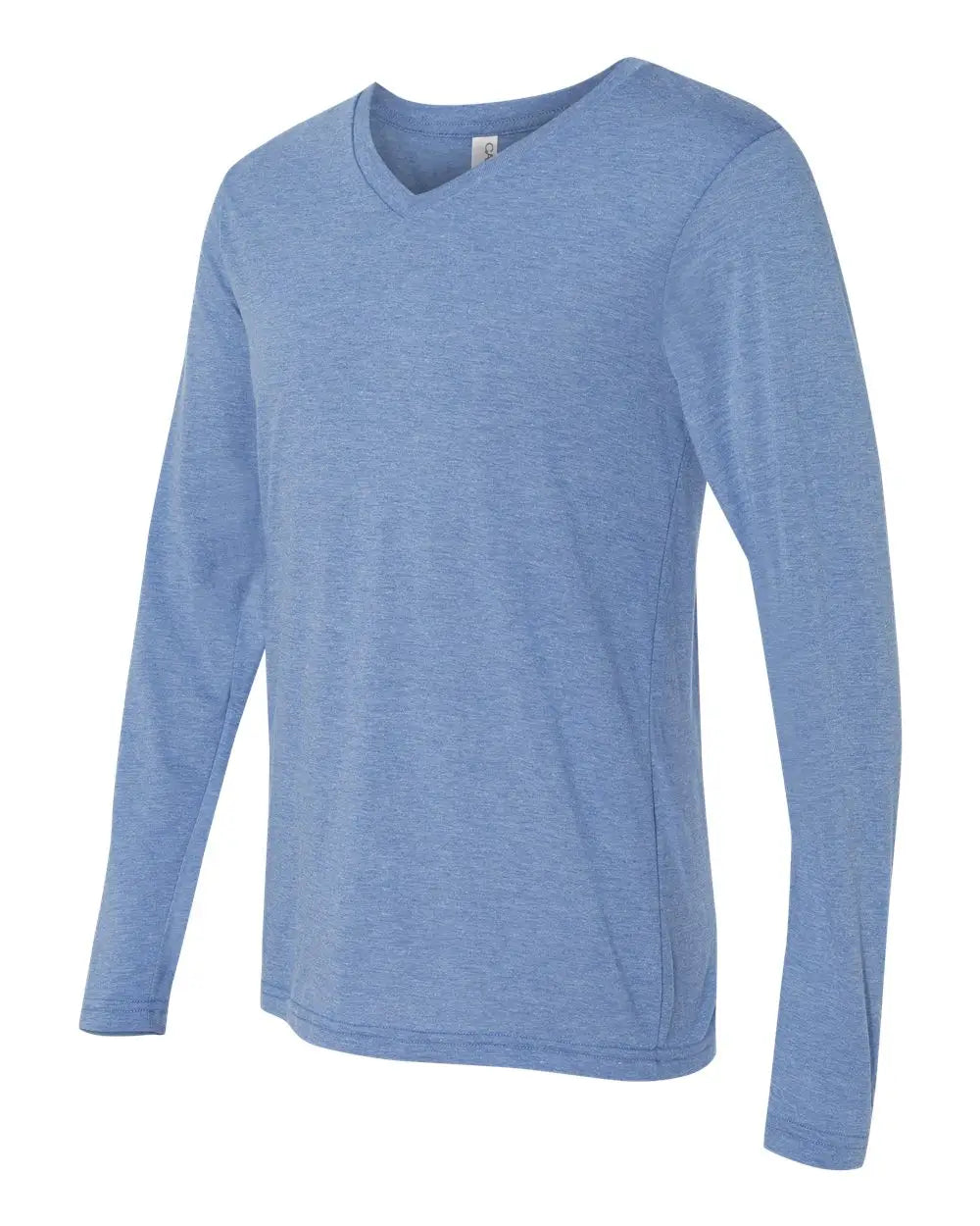 Bella + Canvas 3425c Long Sleeve V-neck Tee - 3425 - Blue Triblend - Adult Xs