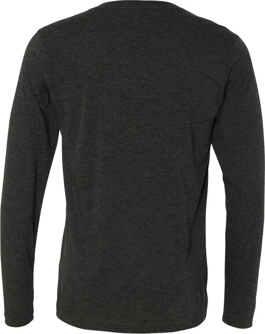 Bella + Canvas 3425c Long Sleeve V-neck Tee - 3425 - Charcoal Black Triblend