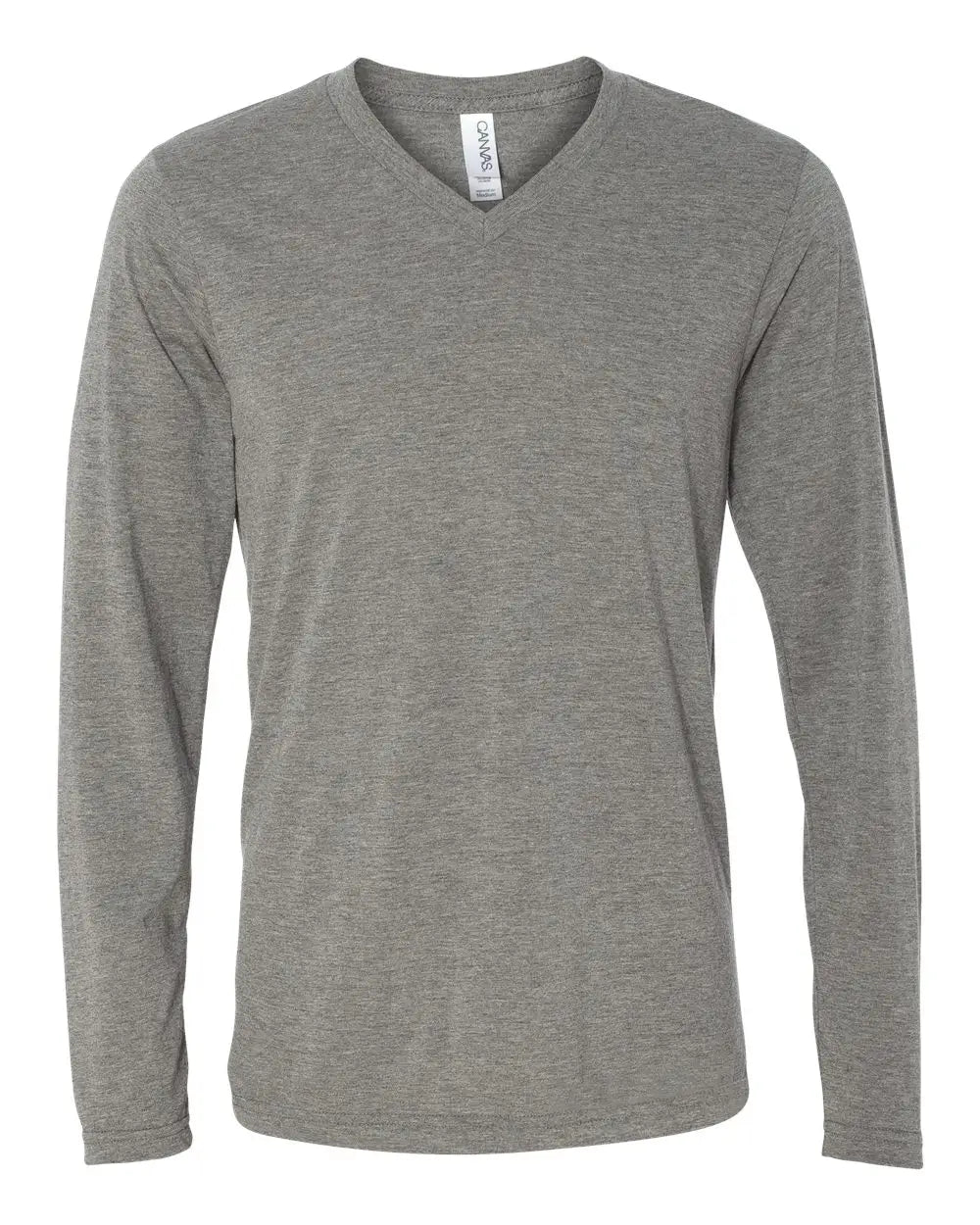 Bella + Canvas 3425c Long Sleeve V-neck Tee - 3425 - Gray Triblend - Adult Xs
