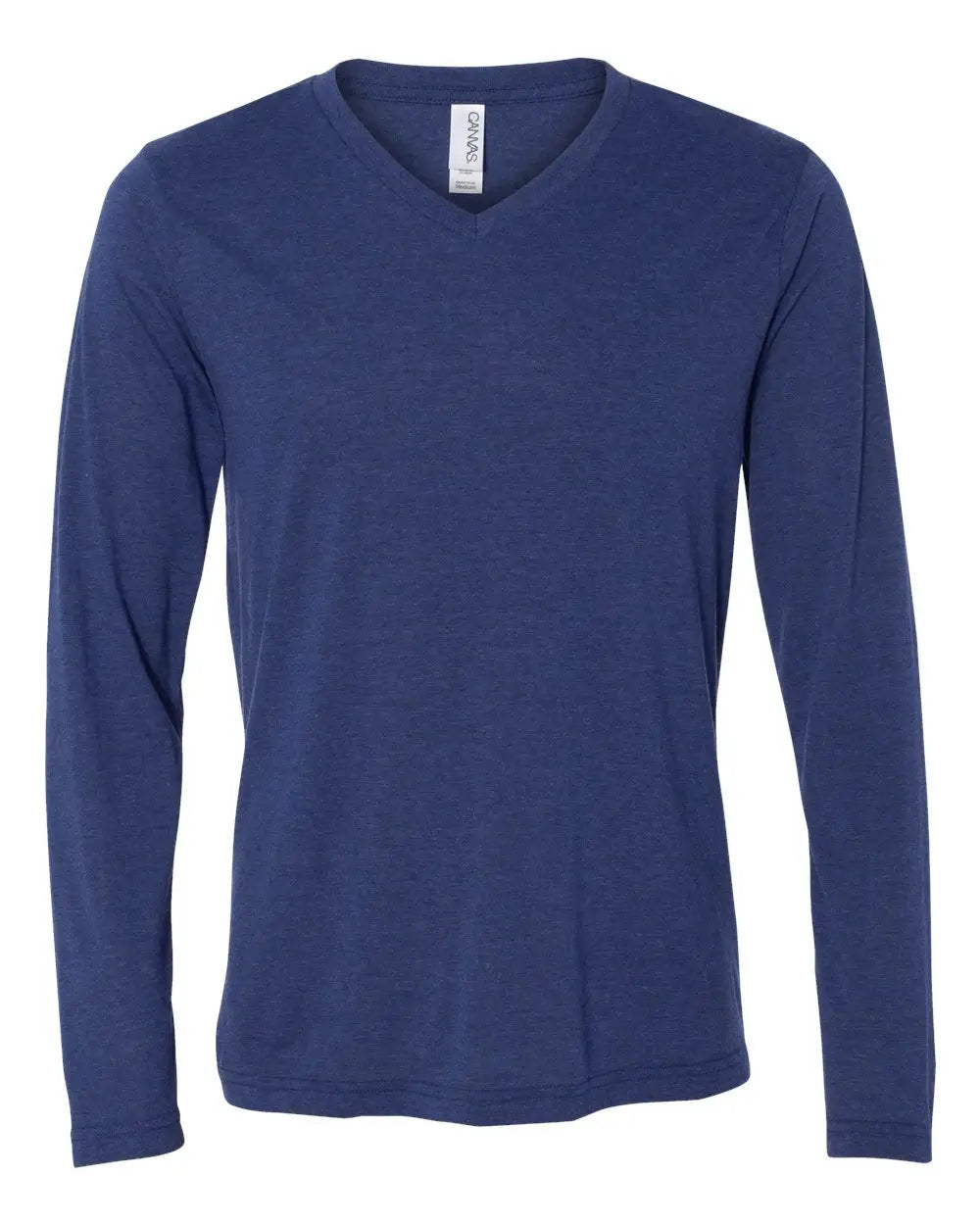 Bella + Canvas 3425c Long Sleeve V-neck Tee - 3425 - Navy Triblend - Adult Xs