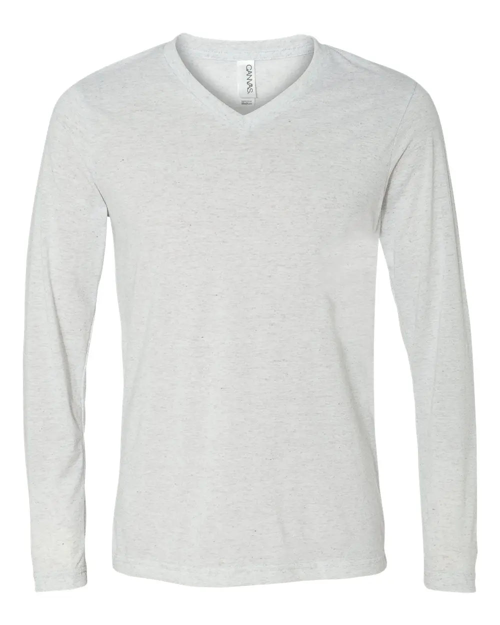 Bella + Canvas 3425c Long Sleeve V-neck Tee - 3425 - White Fleck Triblend - Adult Xs