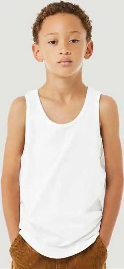 Bella + Canvas 3480ycvc Youth Heather Cvc Tank Solid White Blend