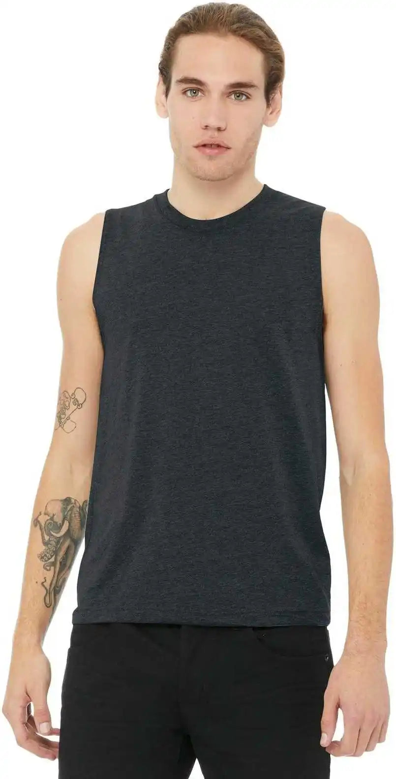 Bella + Canvas 3483 Unisex Jersey Muscle Tank Dark Gray Heather