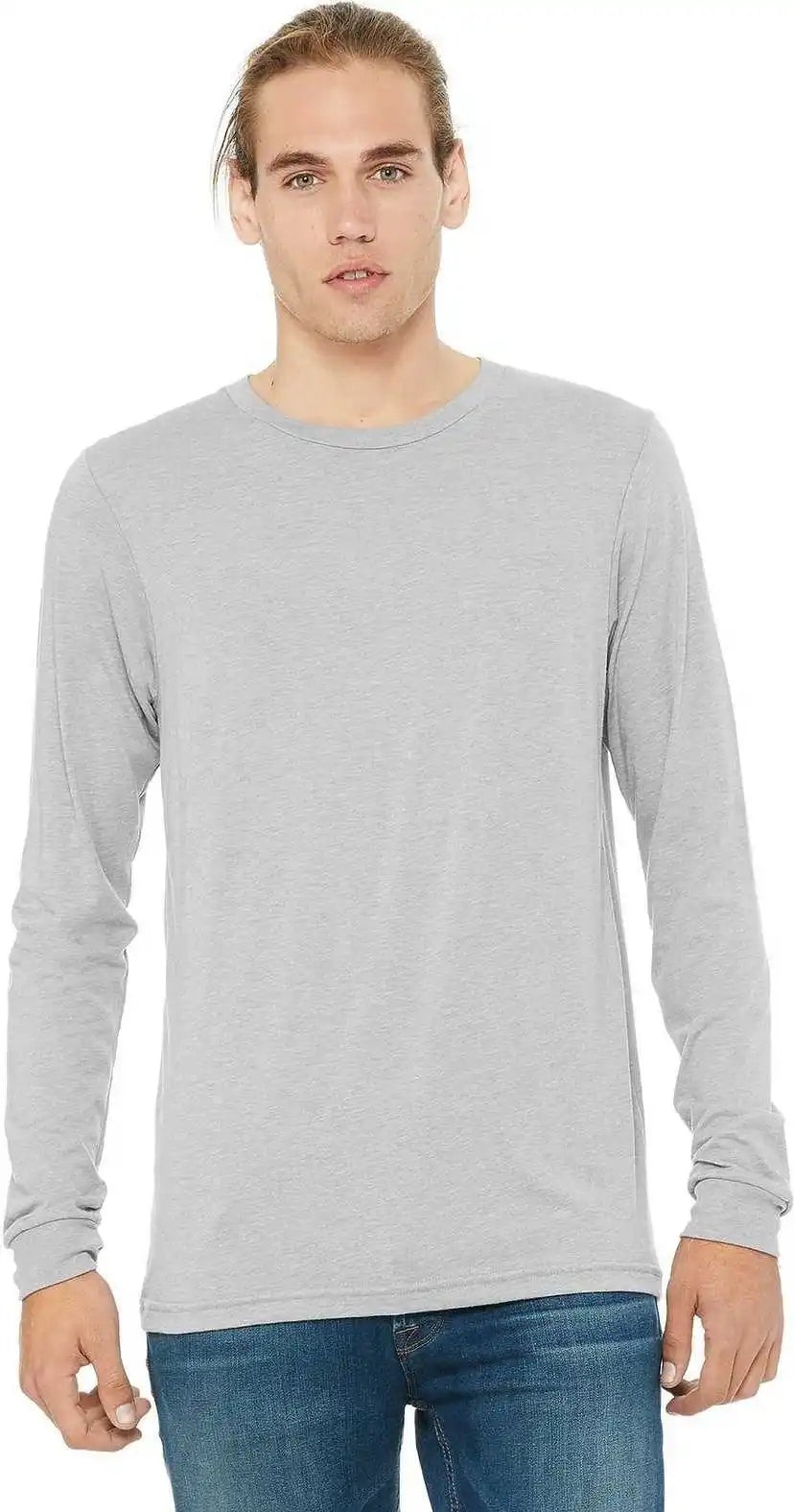 Bella + Canvas 3501 Unisex Jersey Long Sleeve Tee Athletic Grey Triblend