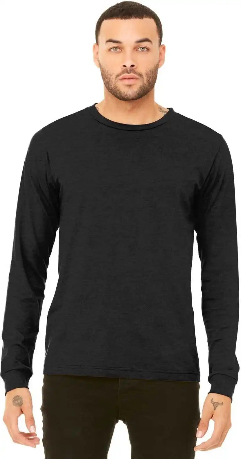 Bella + Canvas 3501 Unisex Jersey Long Sleeve Tee - Black Heather