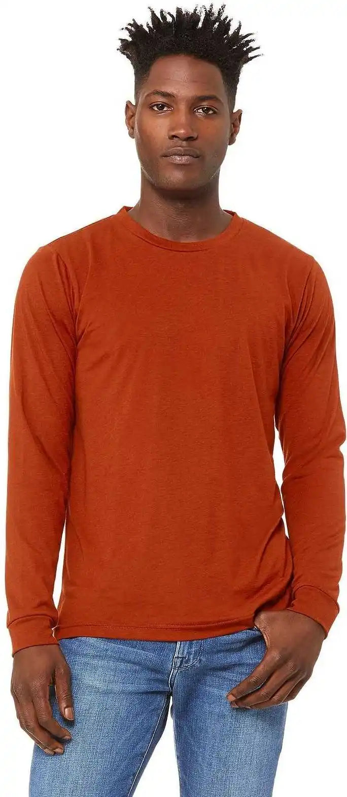 Bella + Canvas 3501 Unisex Jersey Long Sleeve Tee - Brick Triblend