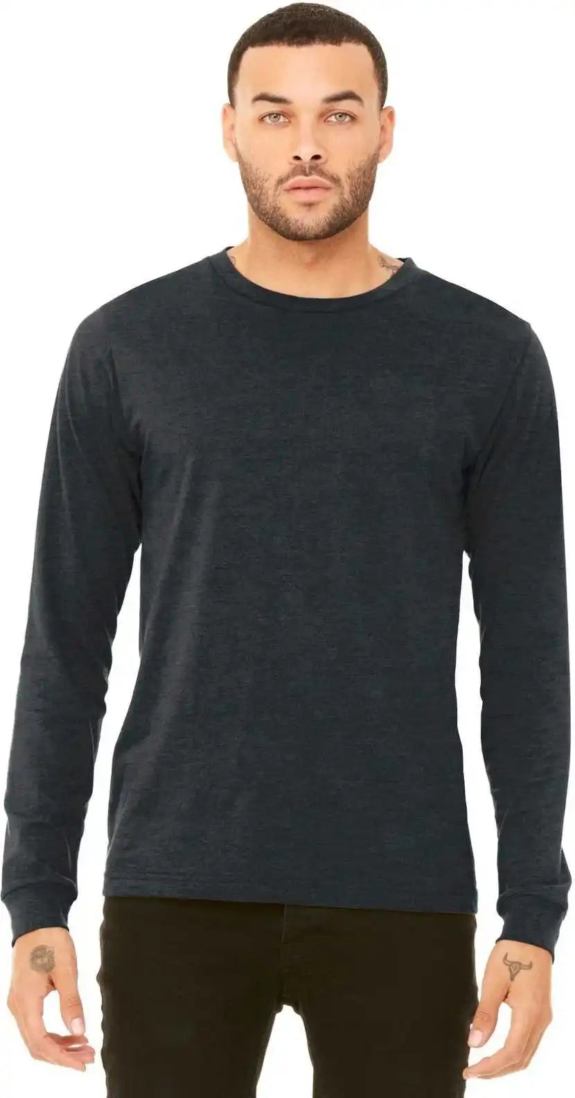 Bella + Canvas 3501 Unisex Jersey Long Sleeve Tee - Dark Gray Heather