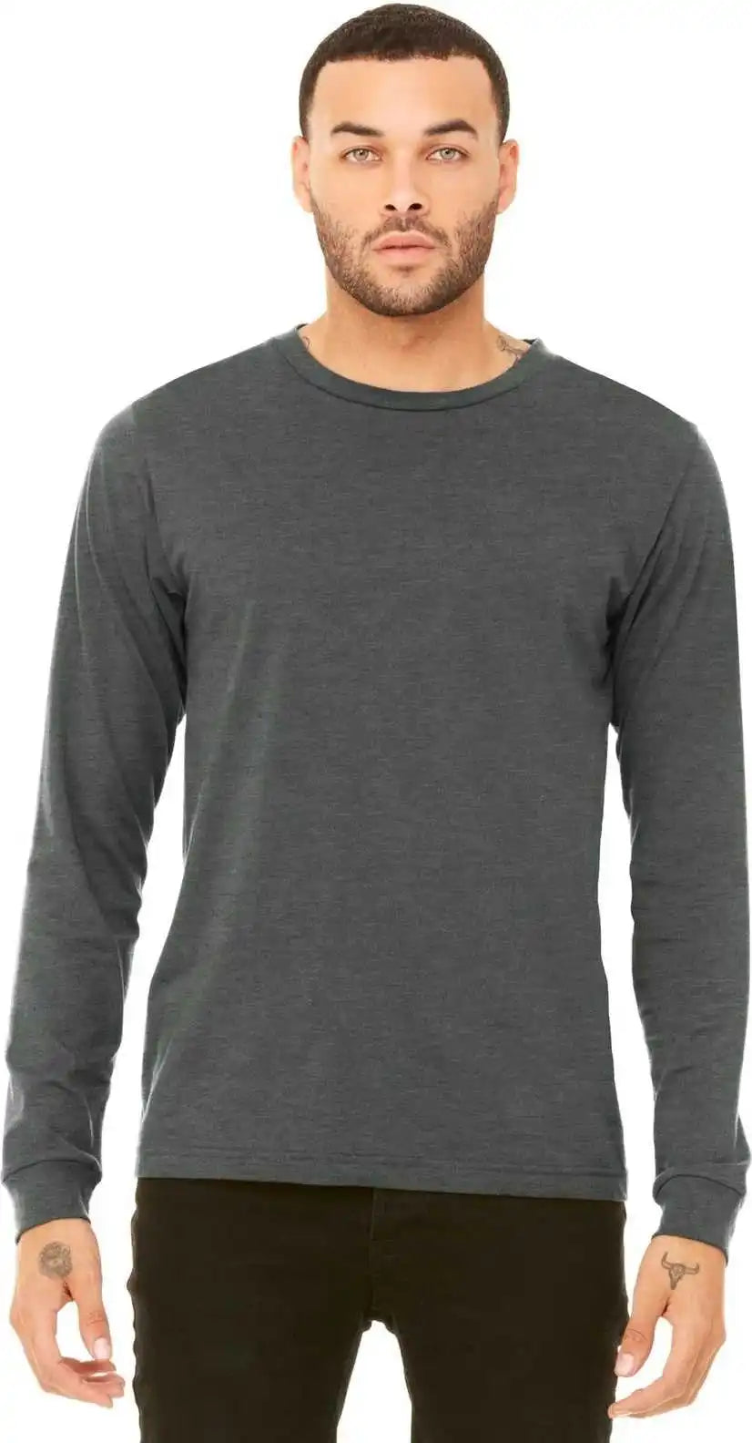 Bella + Canvas 3501 Unisex Jersey Long Sleeve Tee - Deep Heather
