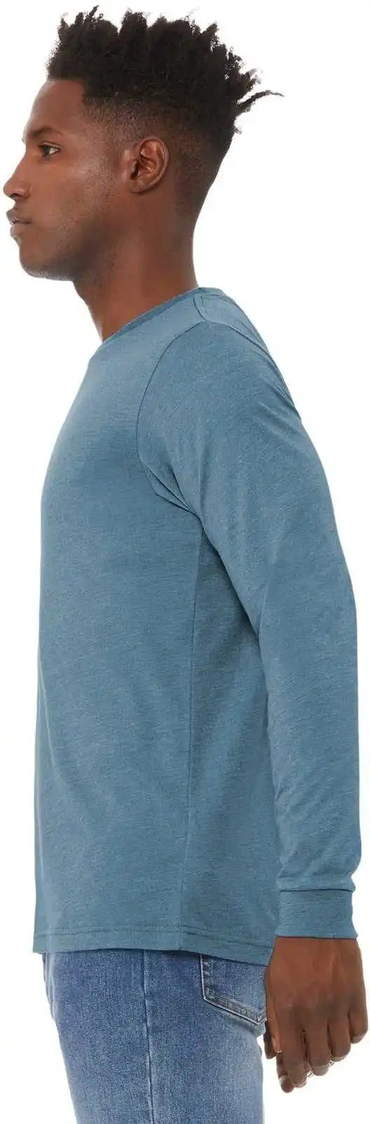 Bella + Canvas 3501 Unisex Jersey Long Sleeve Tee - Denim Triblend