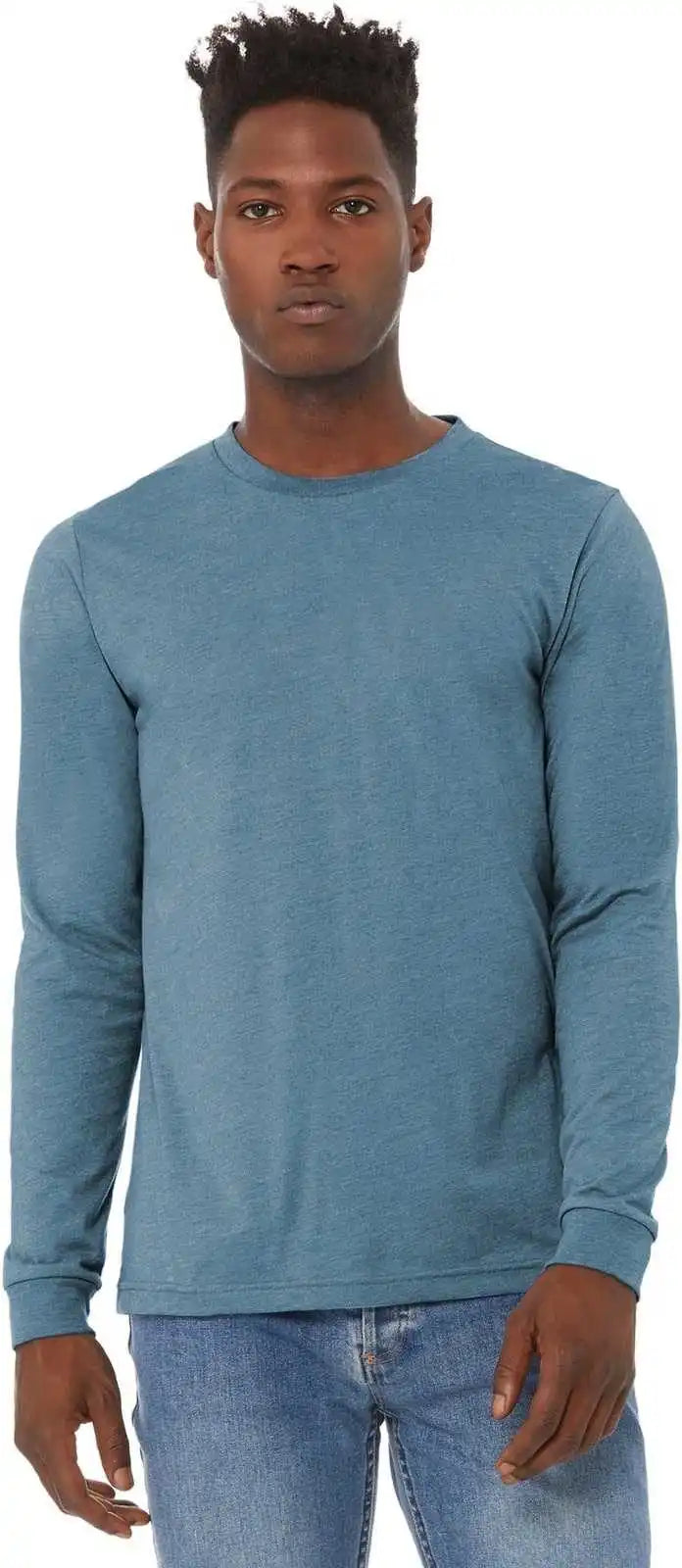Bella + Canvas 3501 Unisex Jersey Long Sleeve Tee - Denim Triblend